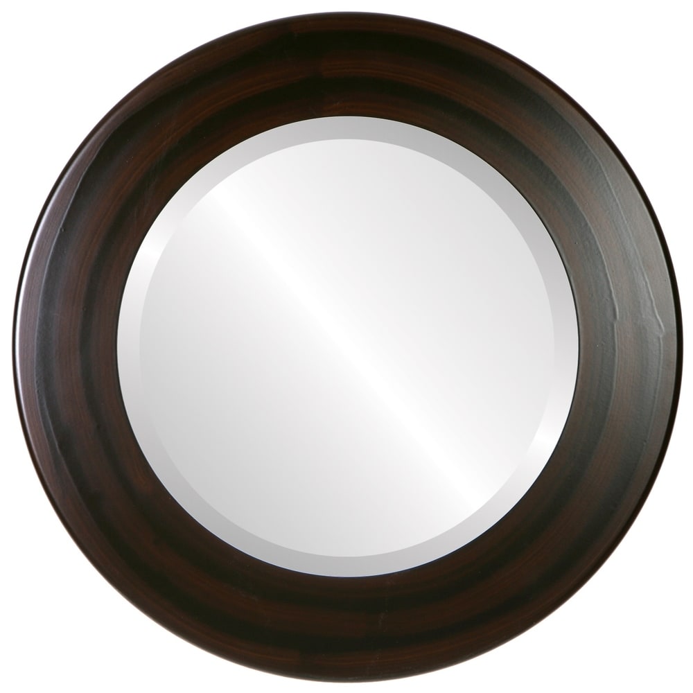 Cafe Framed Round Mirror in Mocha