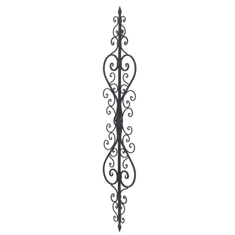 ADECO Black Scrolled Flower Metal Wall Decor Art Oblong Living Room