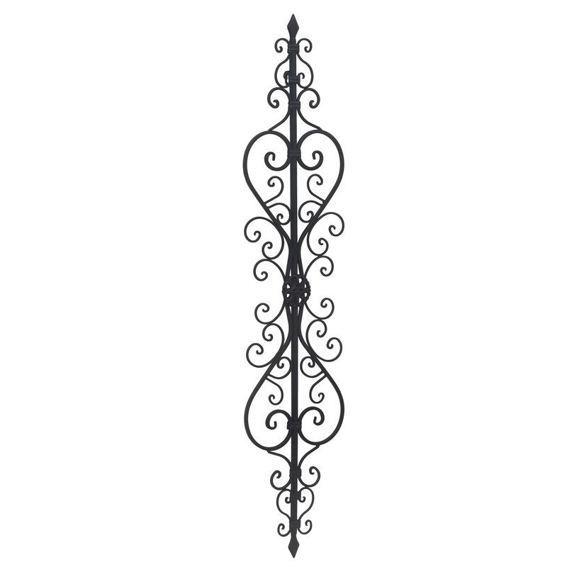 ADECO Black Scrolled Flower Metal Wall Decor Art Oblong Living Room