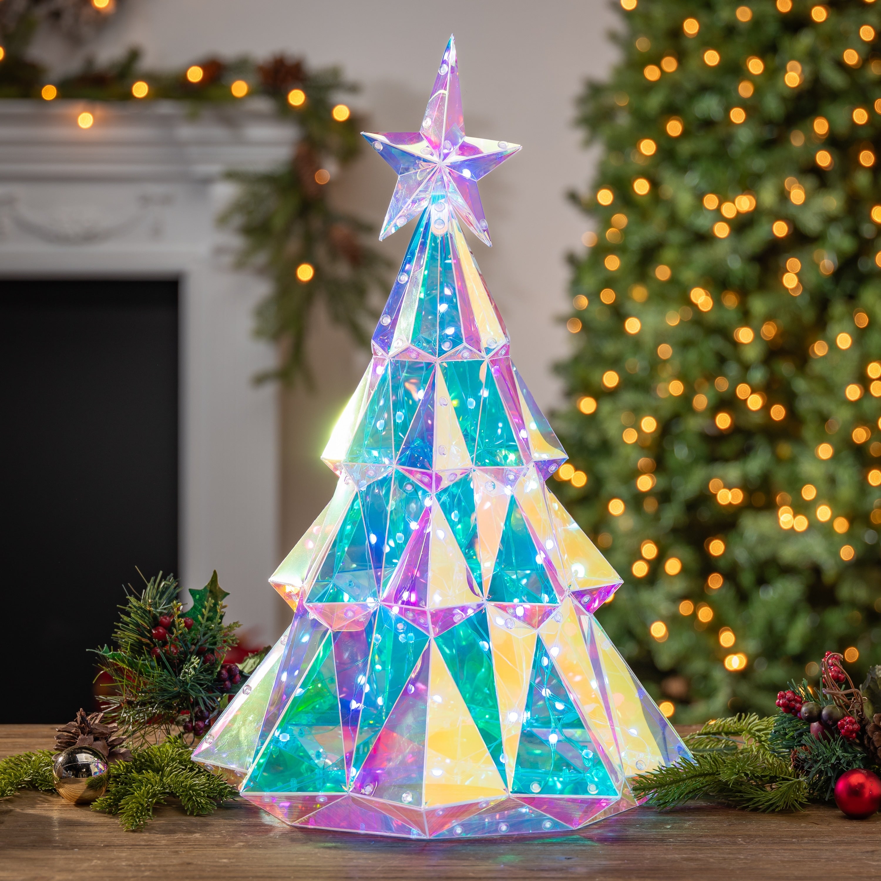 Enchanting 19.7 Inch Lighted Holographic Holiday Tree