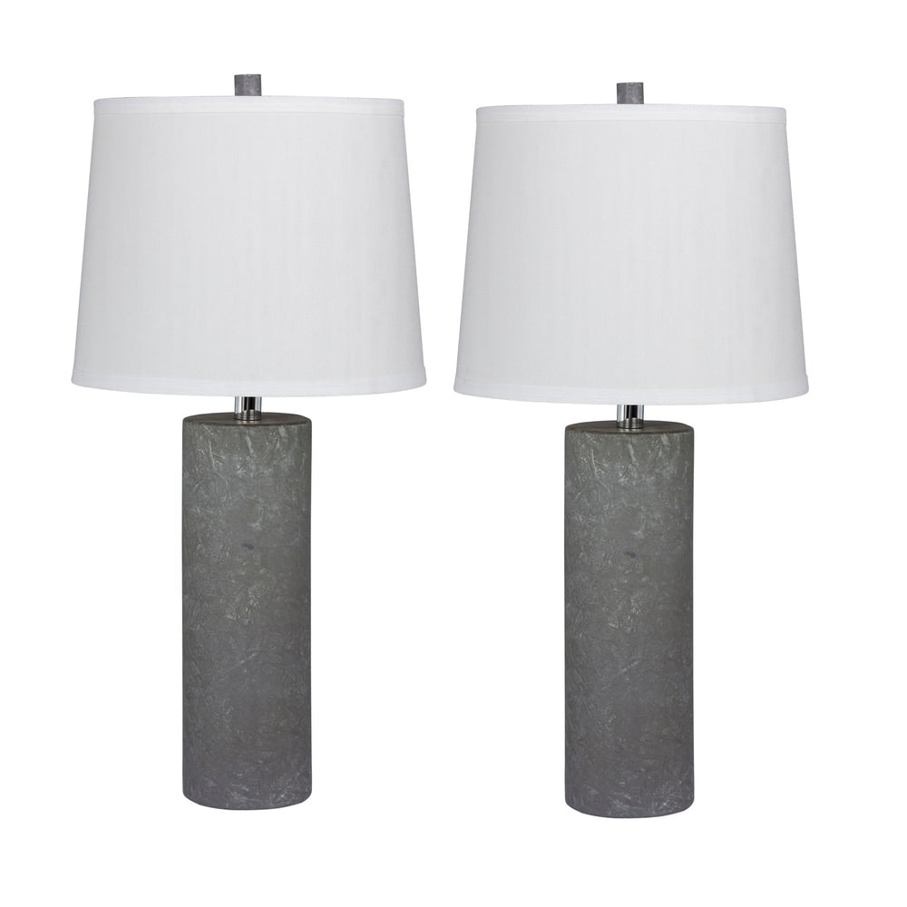 Fangio Lighting's 6228-2PK Pair Of 26 in. Contemporary Column Ceramic Table Lamps in a Gray Finish