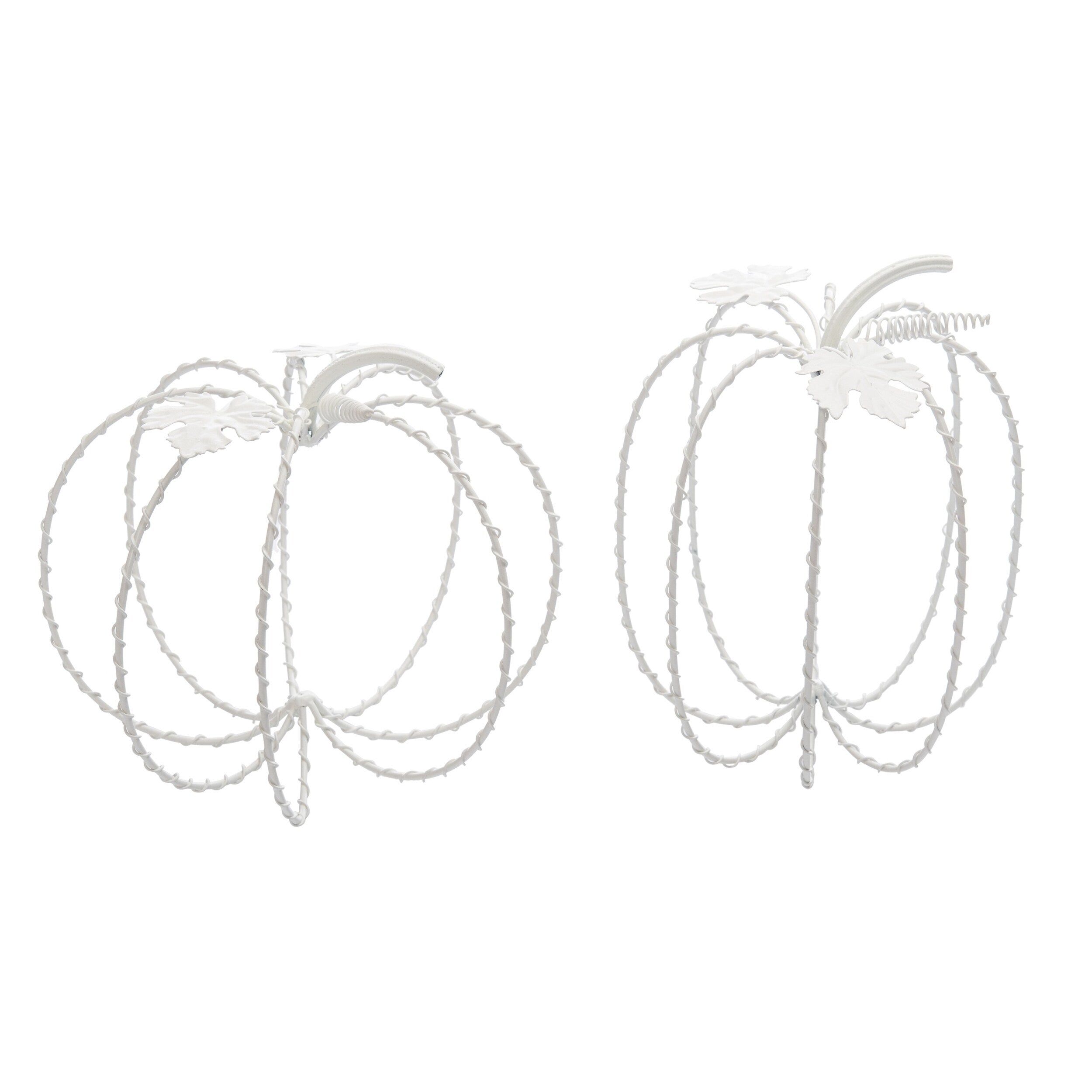 Transpac Metal 8.5 in. White Harvest Wire Pumpkin Set of 2