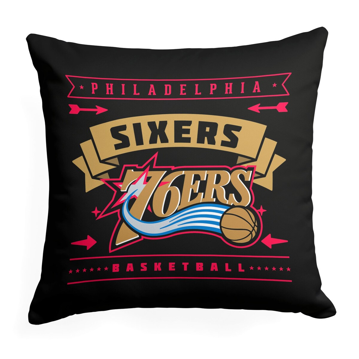 NBA Hardwood Classic 76ERS Printed Throw Pillow - Black