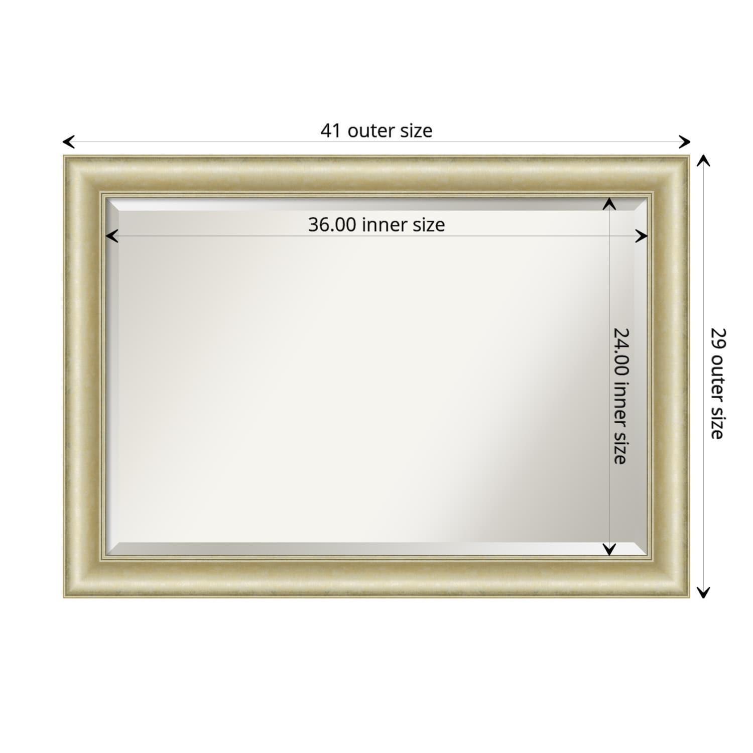 Beveled Bathroom Wall Mirror - Textured Light Gold Frame