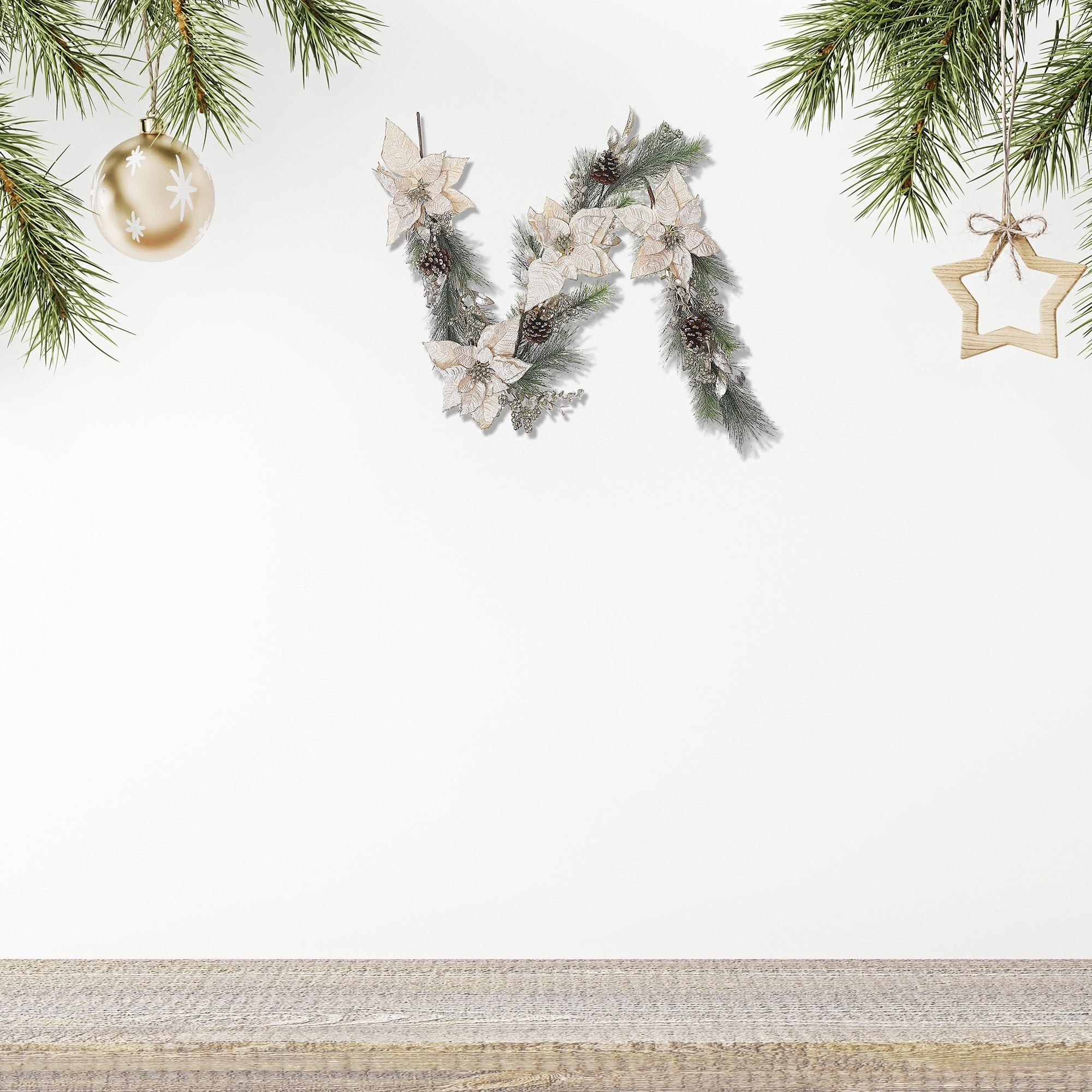 Poinsettia And Pinecone Garland - Multi