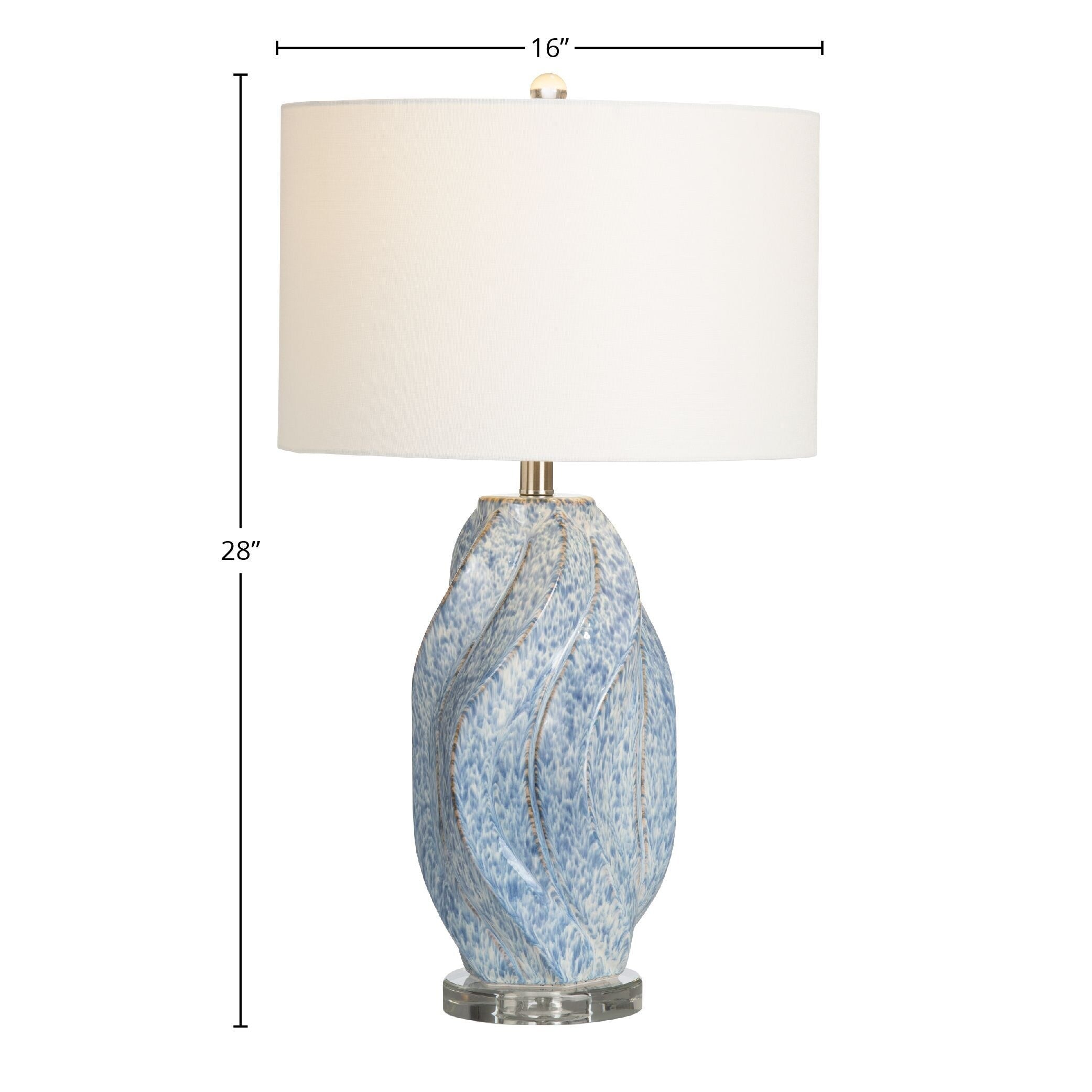 Janice 3-Way Swirl Ceramic Table Lamp with White Linen Shade