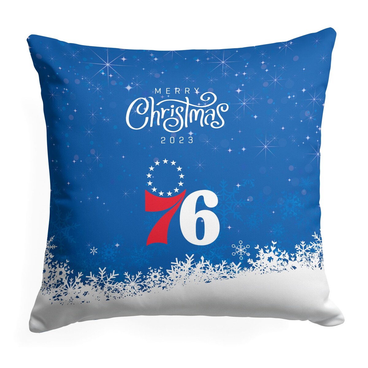 NBA Christmas 2023 76Ers Printed Throw Pillow - Blue