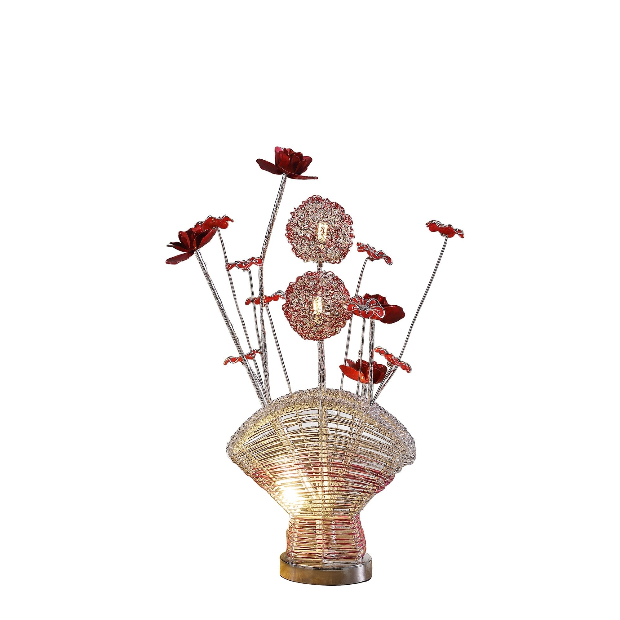 21.5 In LED Aluminum Rose Petal Vase Table Lamp