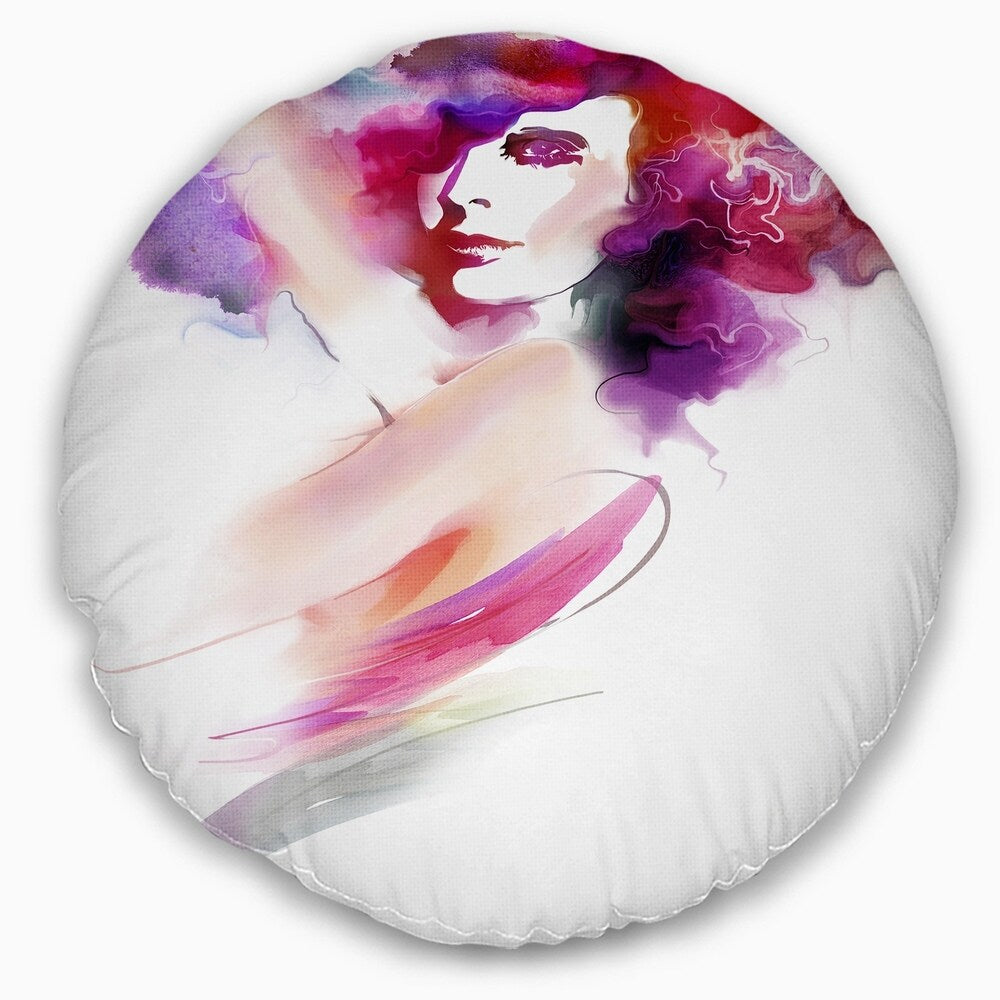 Designart 'Woman with Colors' Portrait Throw Pillow