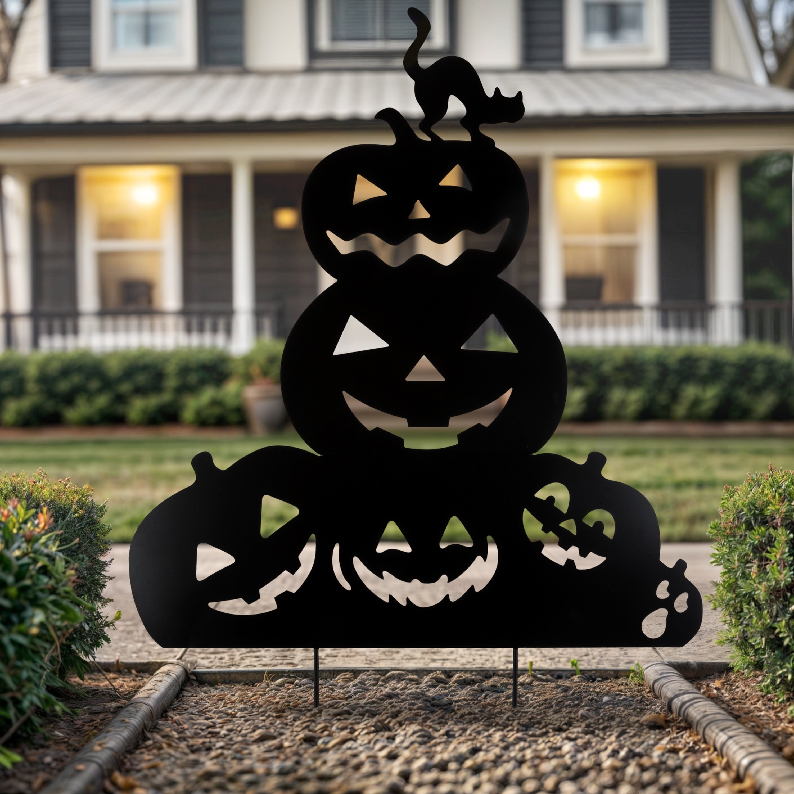 35.16 Black Metal Halloween Pumpkin Yard Stake