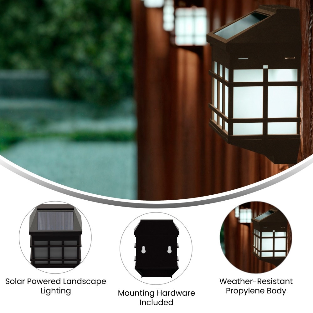 Decorative Wall Mount Solar Powered Lighting for Decks and Fencing - Set of 6