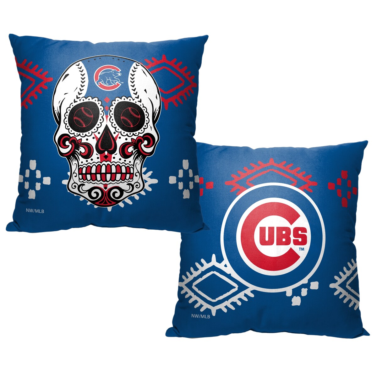 MLB Chicago Cubs Candy Skull 18 Inch Throw Pillow