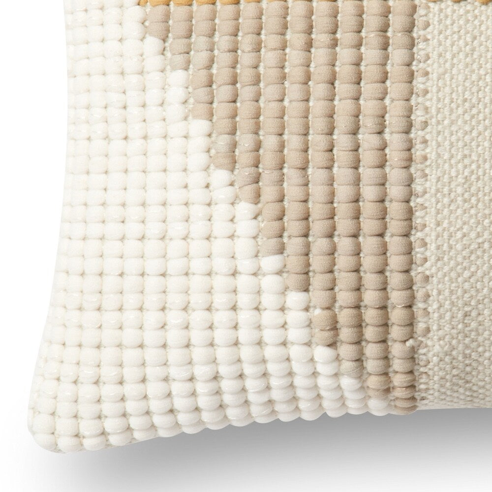 Indoor/ Outdoor Beige Geometric 13 x 21 Throw Pillow