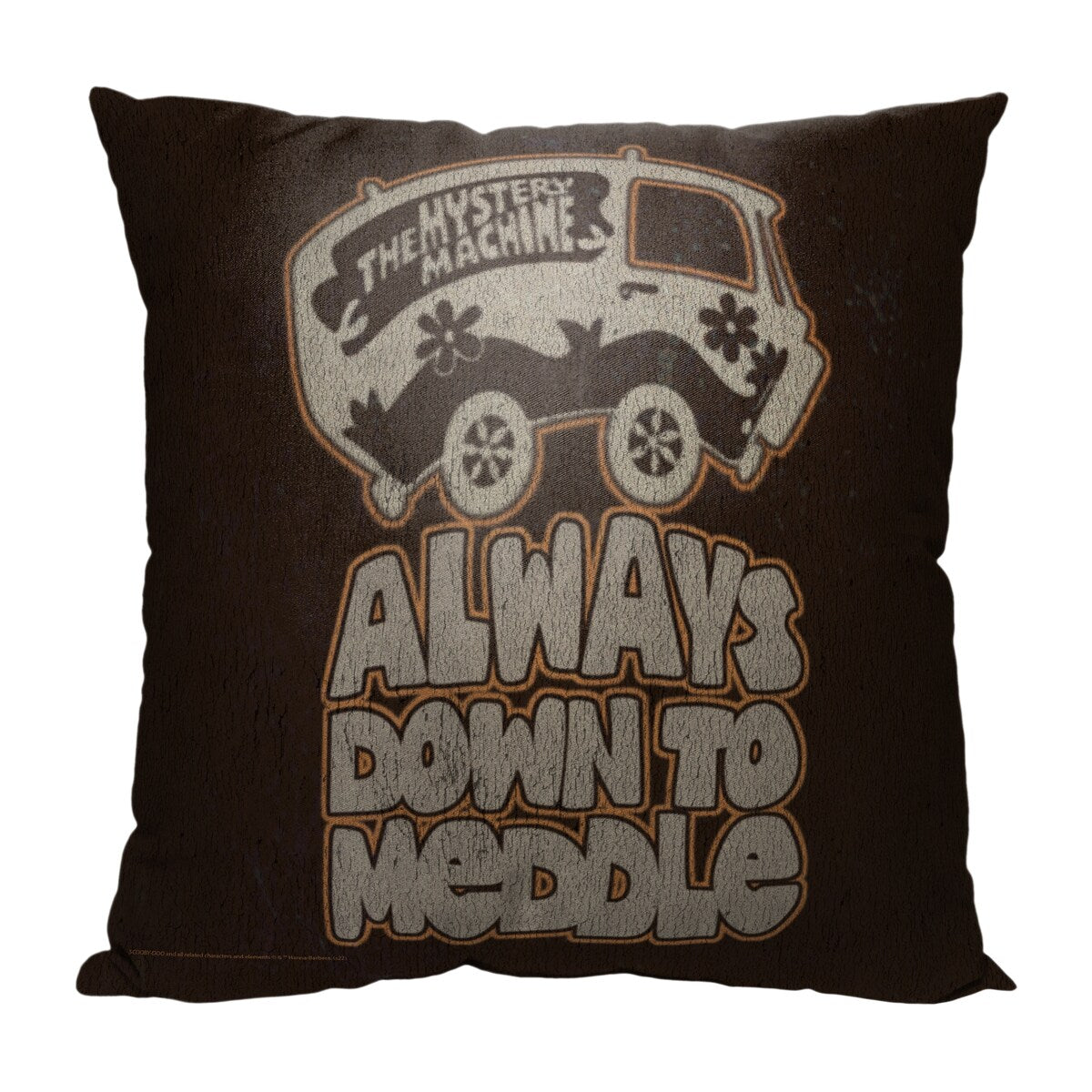 Scooby Doo Down to Meddle Printed Throw Pillow - Brown