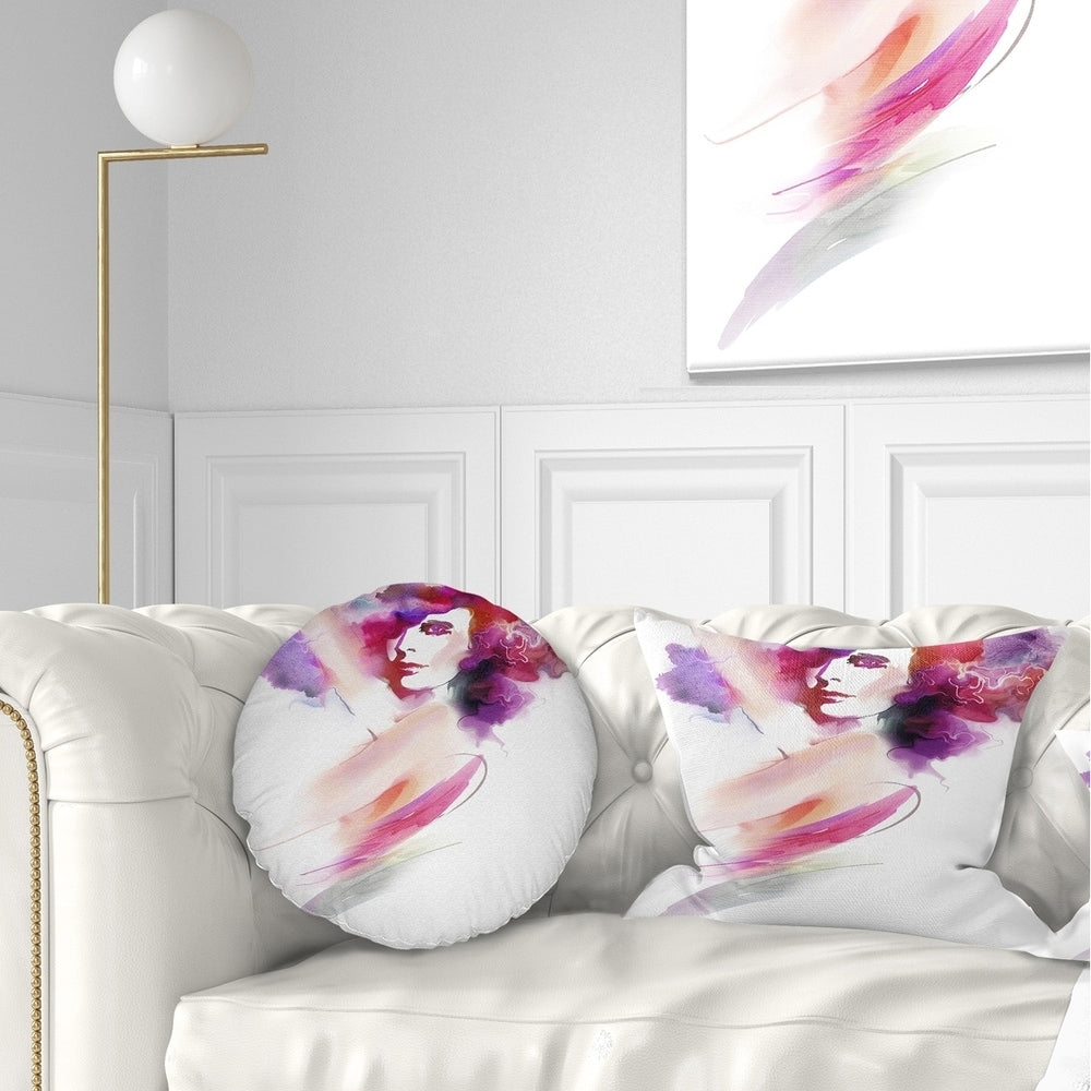 Designart 'Woman with Colors' Portrait Throw Pillow