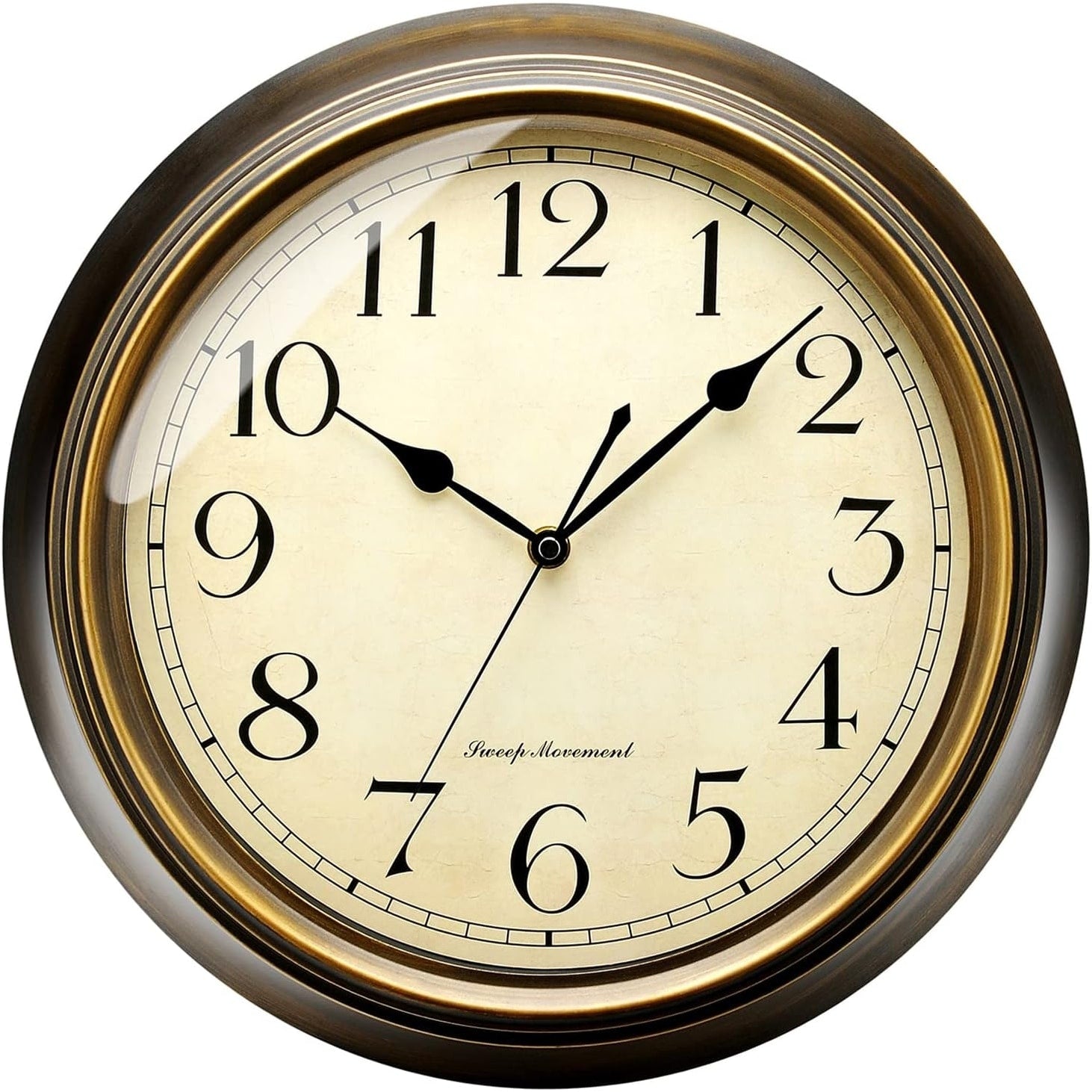 Classic Silent Metal Wall Clocks Decorative,Battery Operated,Brown