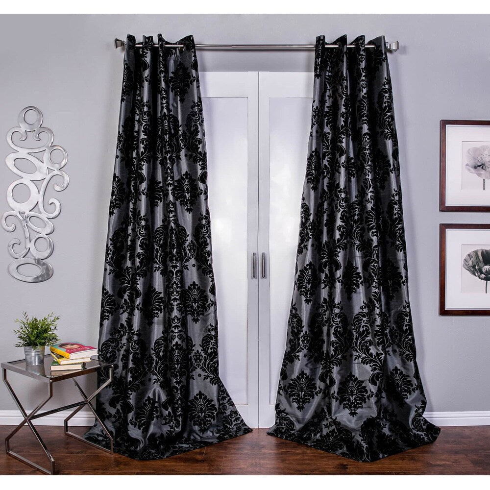 Silver Orchid Lucille Venetian Faux Silk Grommet Top Curtain Panel