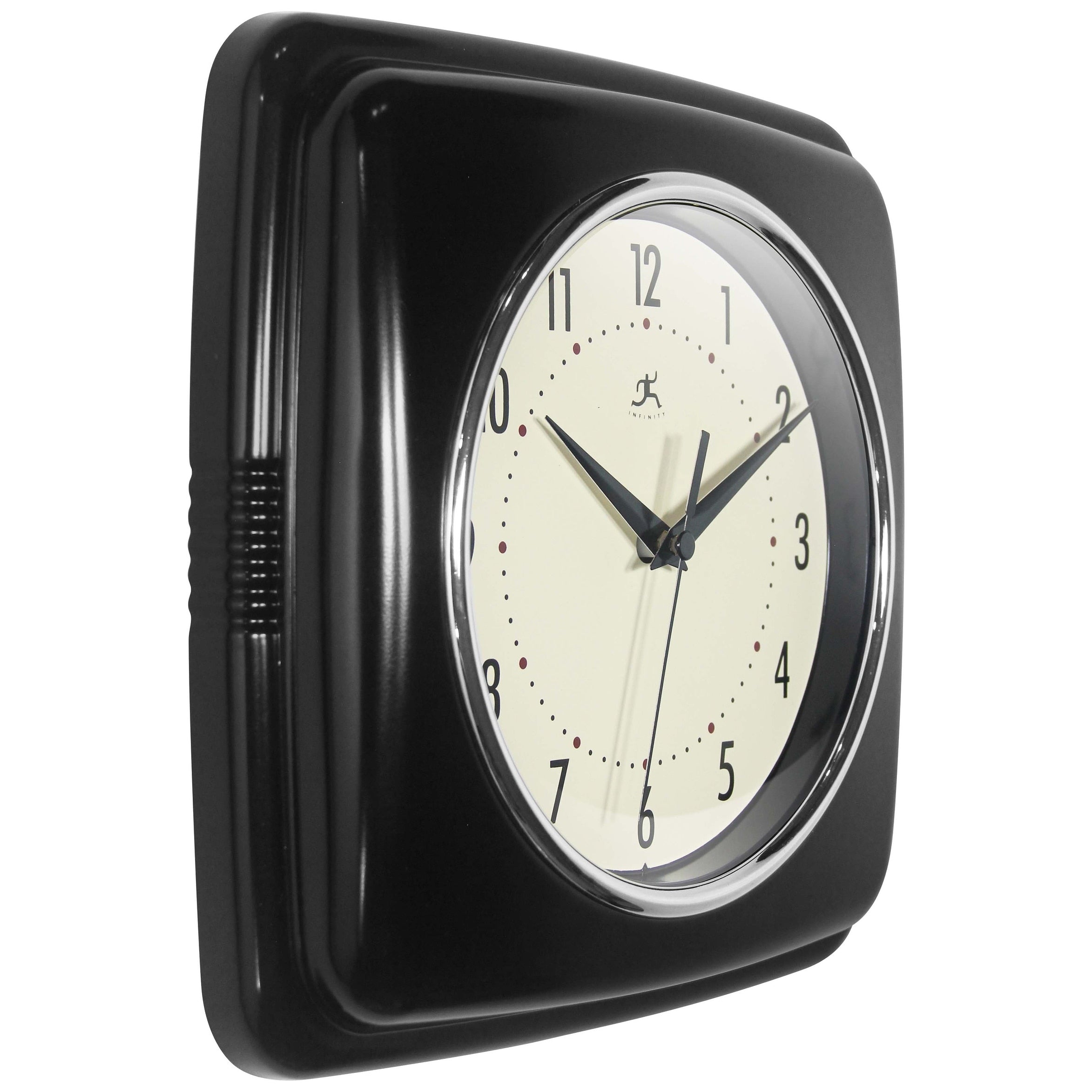 Infinity Instruments Retro 9.25-inch Square Wall Clock - 9.25 x 1.875 x 9.5