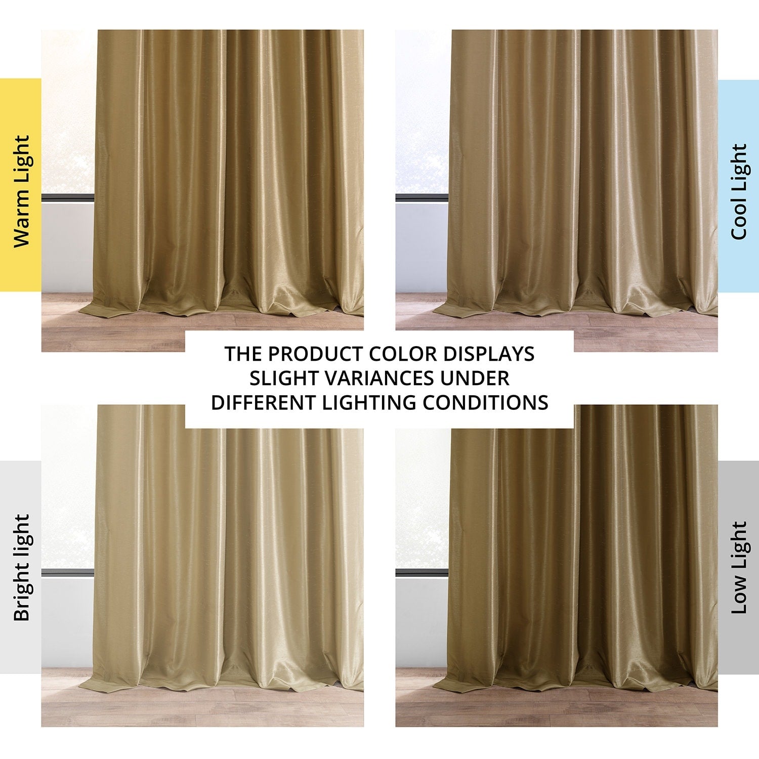 Exclusive Fabric Flax Gold Textured Silk Single Curtain (1 Panel)