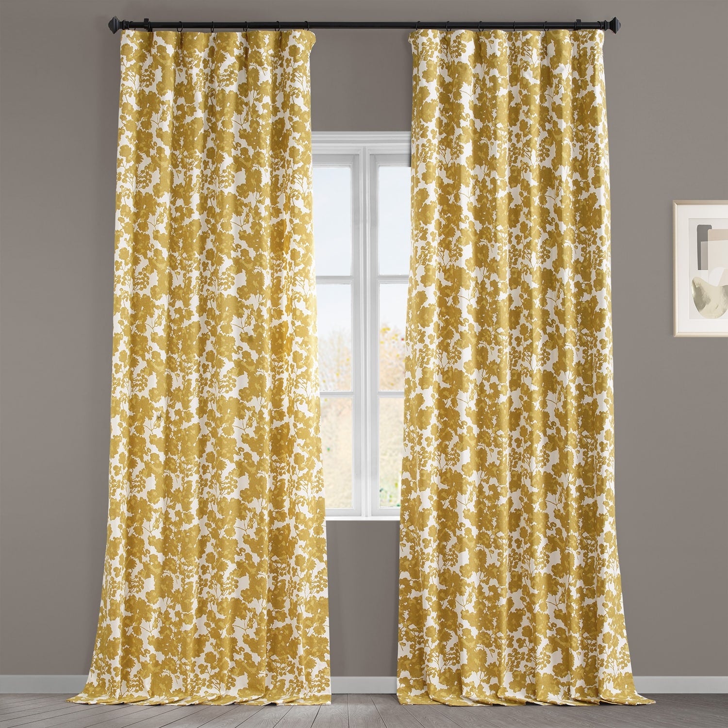 Exclusive Fabrics Fleur Floral Printed Cotton Room Darkening Curtain (1 Panel)