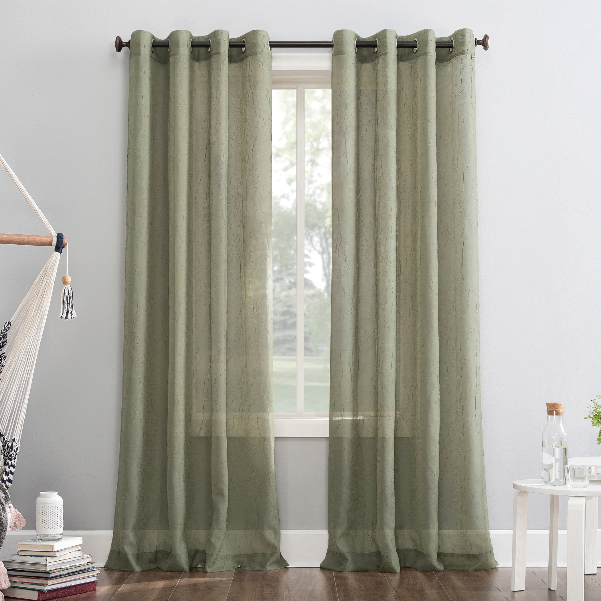 No. 918 Erica Crushed Voile Sheer Grommet Curtain Panel, Single Panel