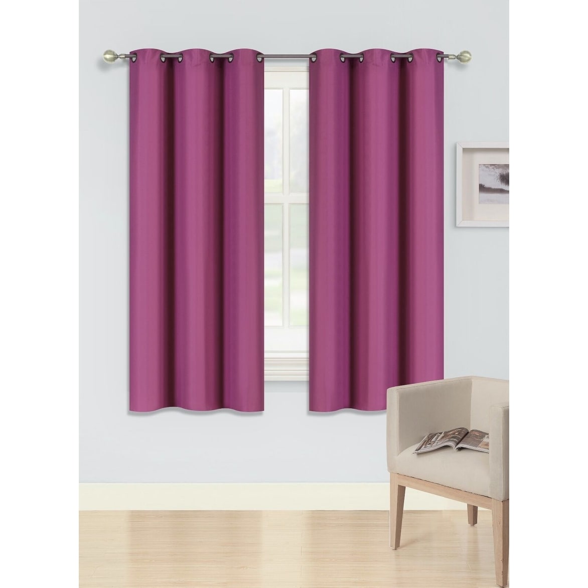 2 Pcs 63 Inch Heavy Insulated Blackout Curtain Panels