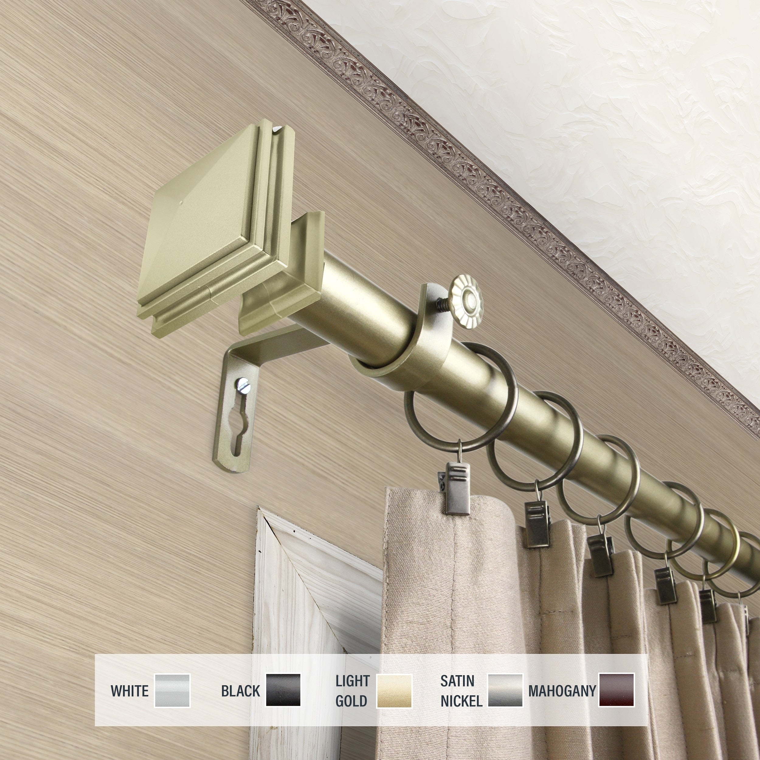 InStyleDesign Mantle 1 inch Diameter Adjustable Curtain Rod