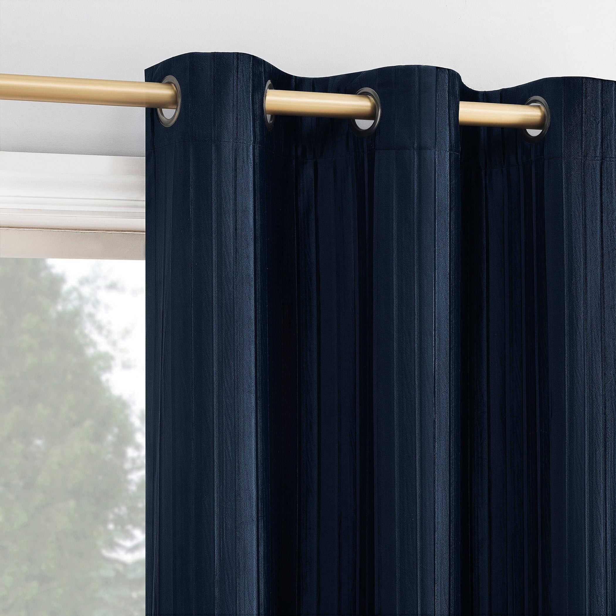 Sun Zero Cascade Pleated Velvet Blackout Grommet 1-Piece Curtain Panel, Single Panel