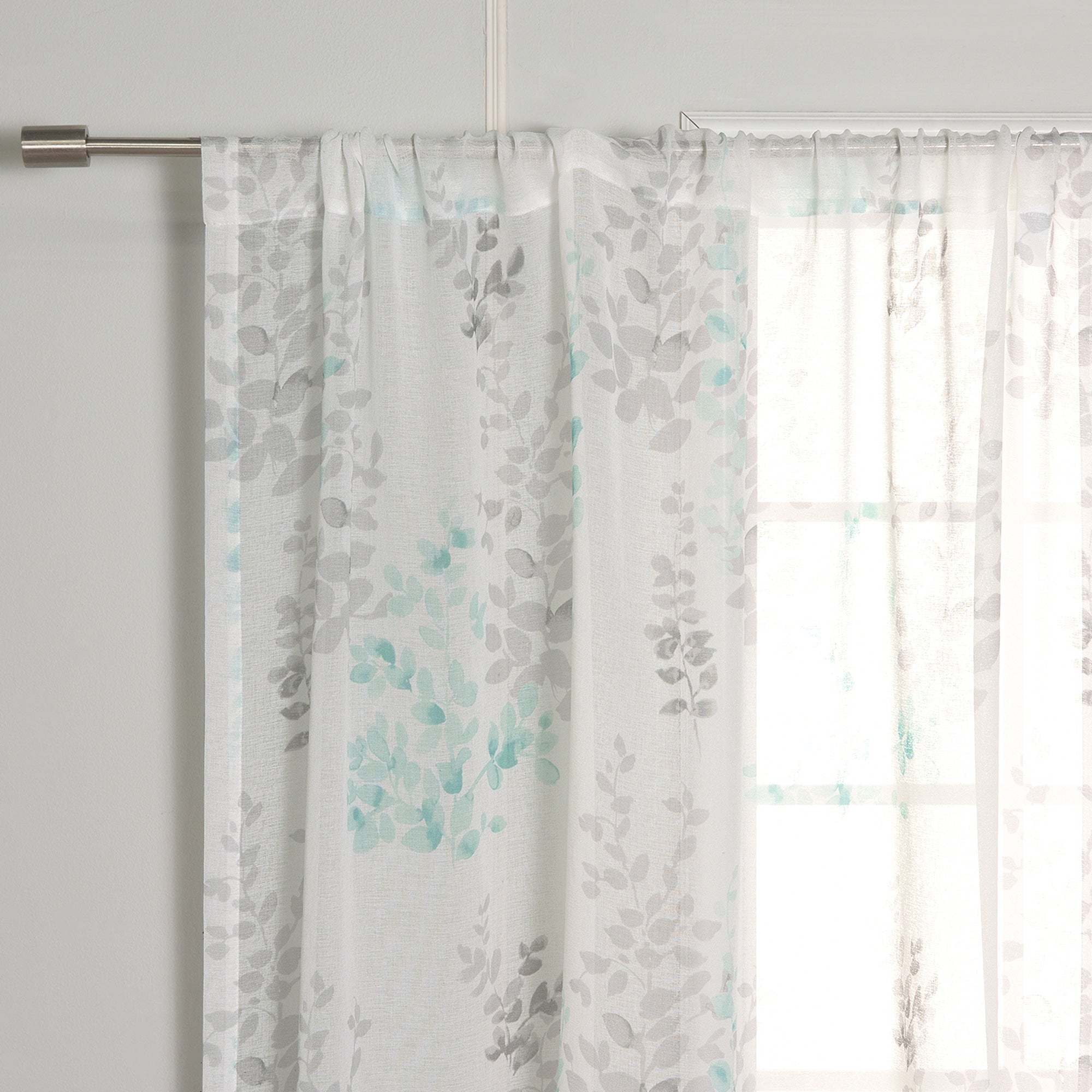 Aurora Home Sheer Watercolor Leaves Curtains