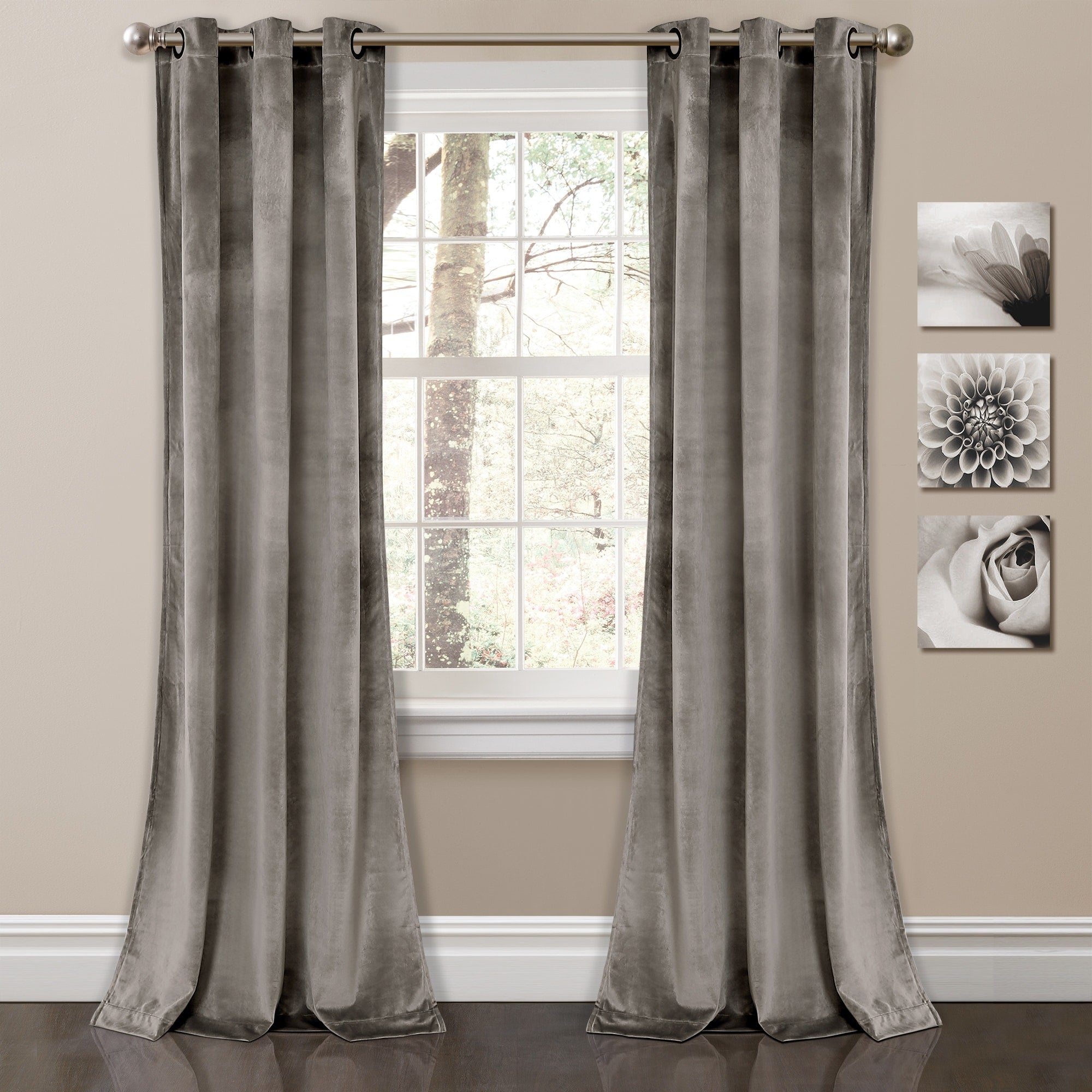 Porch & Den Lapeyrous Velvet Solid Room Darkening Window Curtain Panel Set