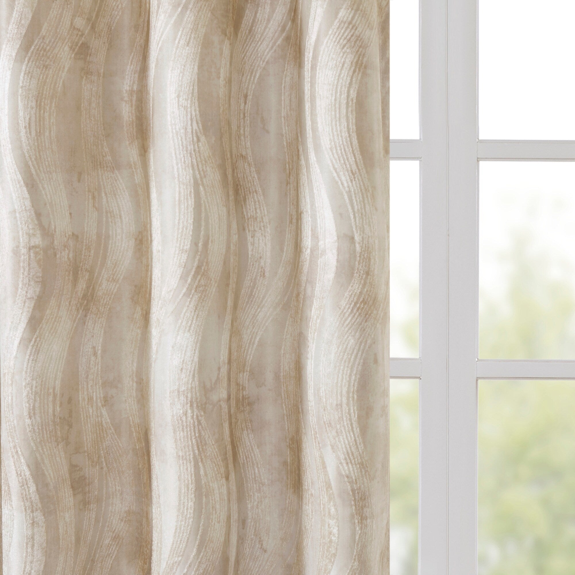 SunSmart Alastair Ivory Printed Jacquard Total Blackout Single Curtain Panel