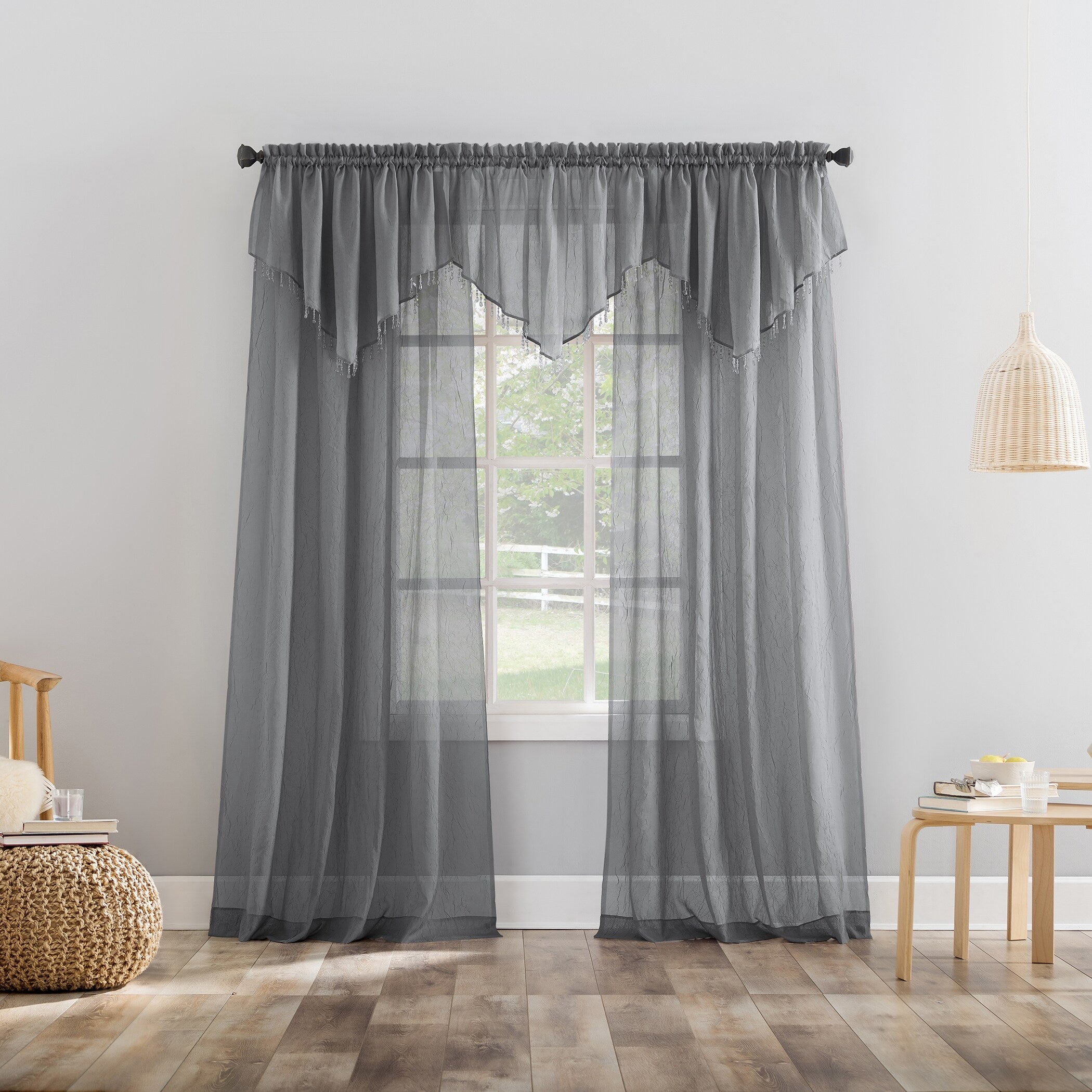 No. 918 Erica Crushed Voile Sheer Rod Pocket 1-Piece Curtain Panel, Single Panel