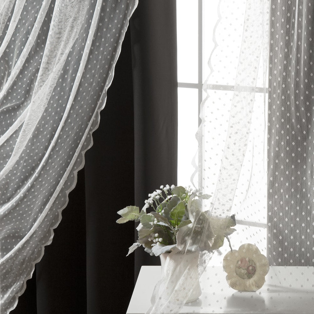 Aurora Home Mix & Match Blackout and Dot Sheer 4 Piece Curtain Panel Set - 52x84