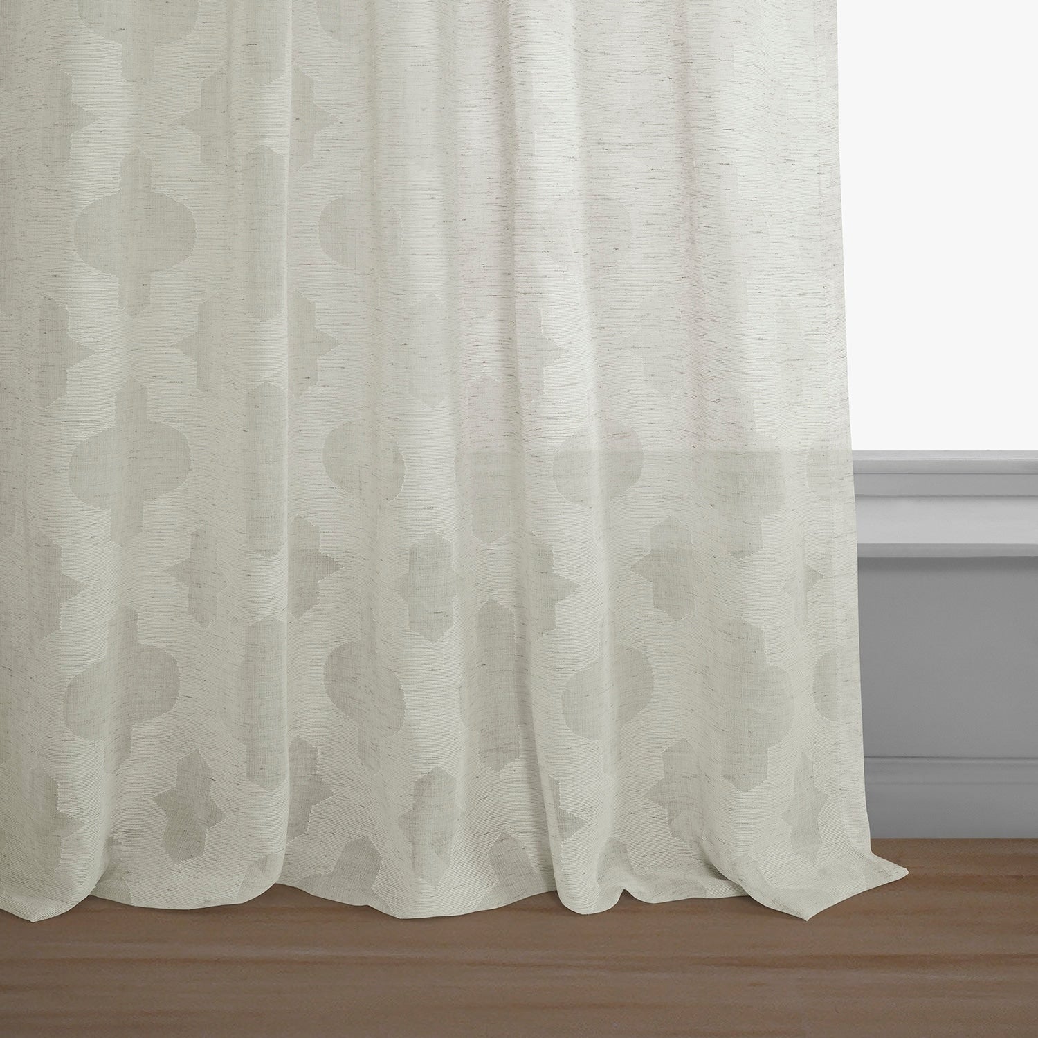 Exclusive Fabrics Calais Tile Patterned Faux Linen Sheer Curtain