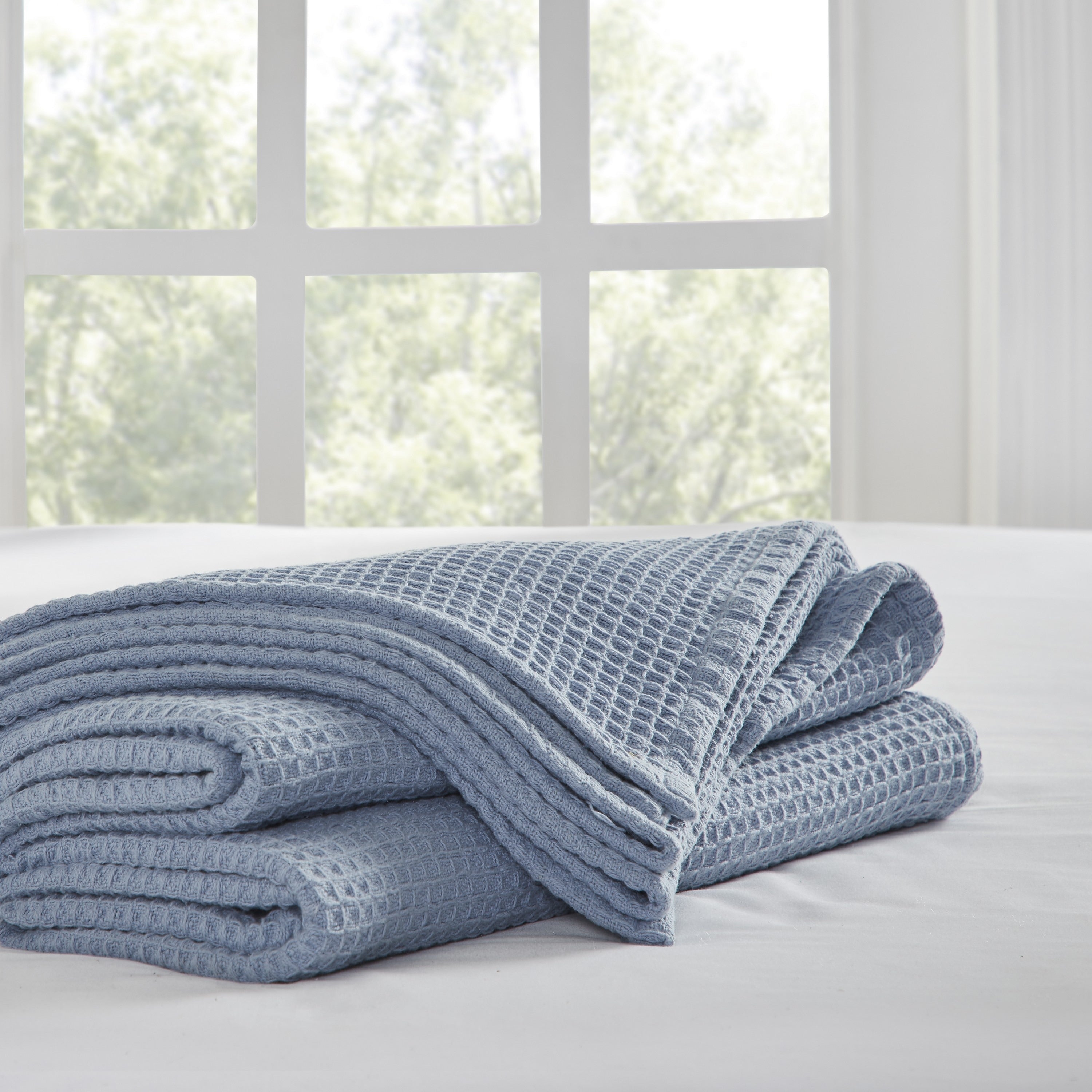 Tahari Home Samantha Soft Waffle Textured Cotton Blanket