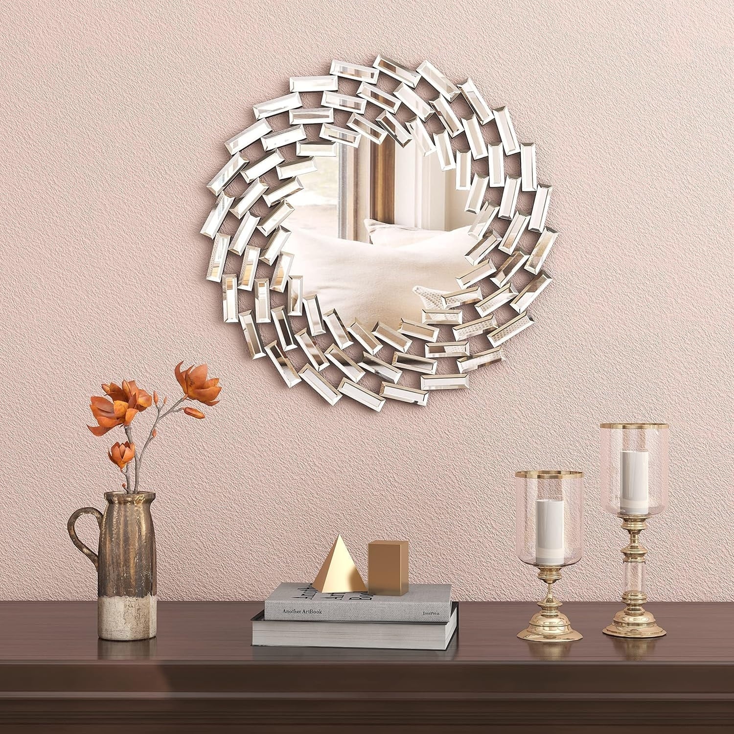 Sunburst Shape Wall Mirror Round Accent Mirror