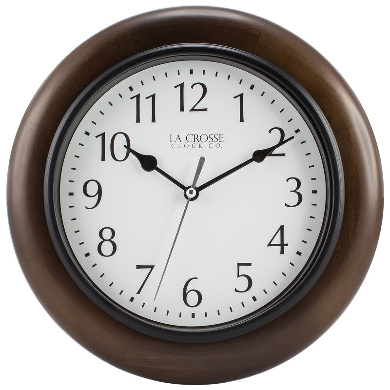 La Crosse Clock 404-2625 10 In Linwood Quartz Wood Wall Clock