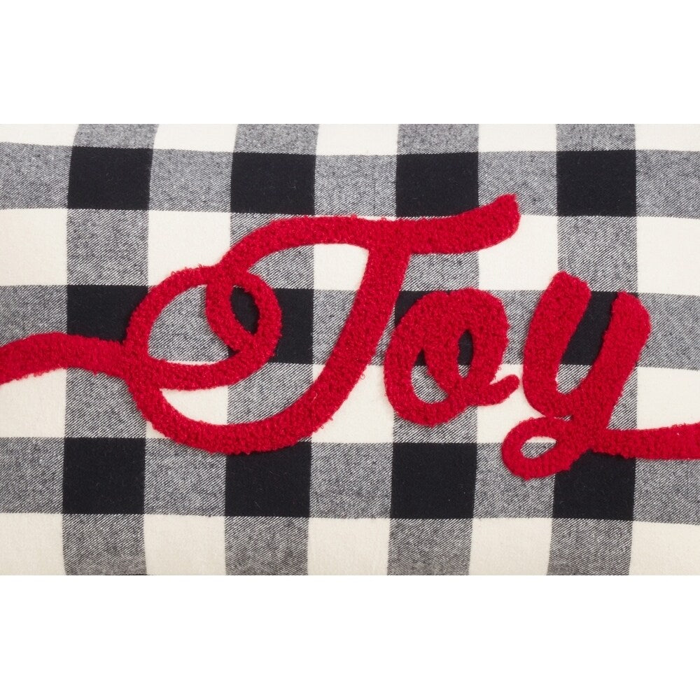 Buffalo Plaid Pillow With Joy Design