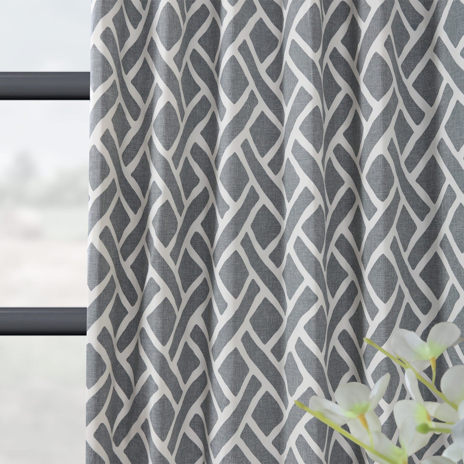 Exclusive Fabrics Martinique Geo Contemporary Cotton Room Darkening Curtain (1 Panel)