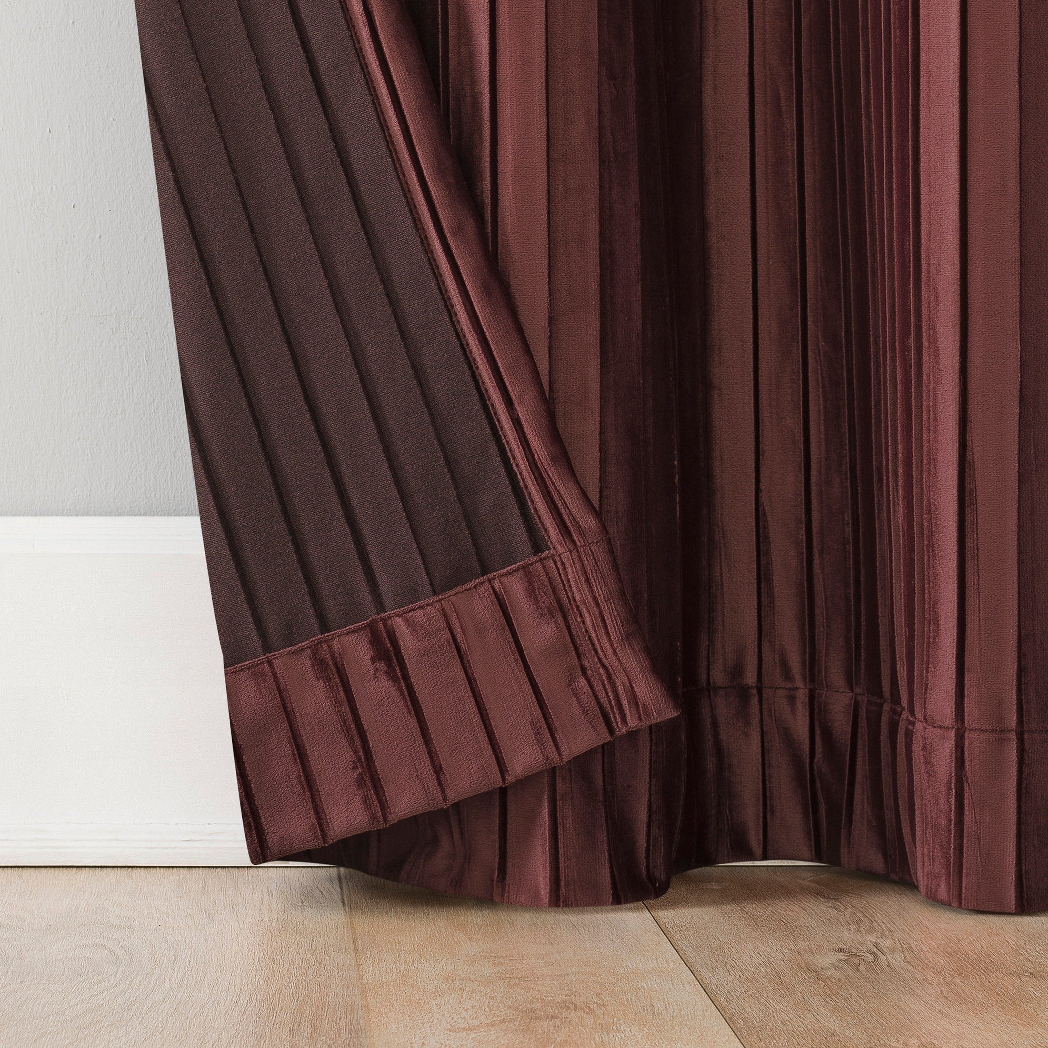 Sun Zero Cascade Pleated Velvet Blackout Grommet 1-Piece Curtain Panel, Single Panel