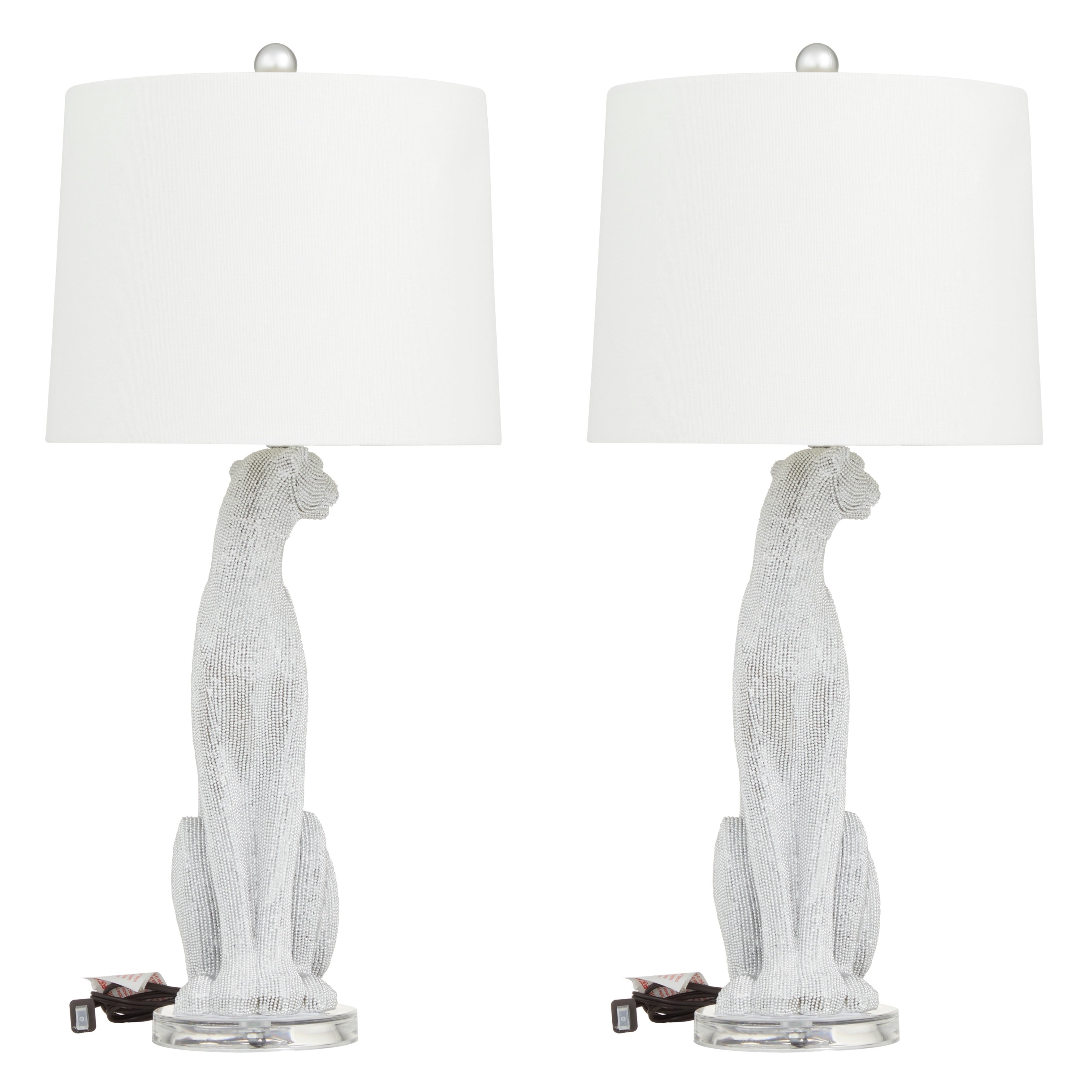 Polystone Leopard Table Lamp - Set of 2 Silver or Gold - Roche River Decor