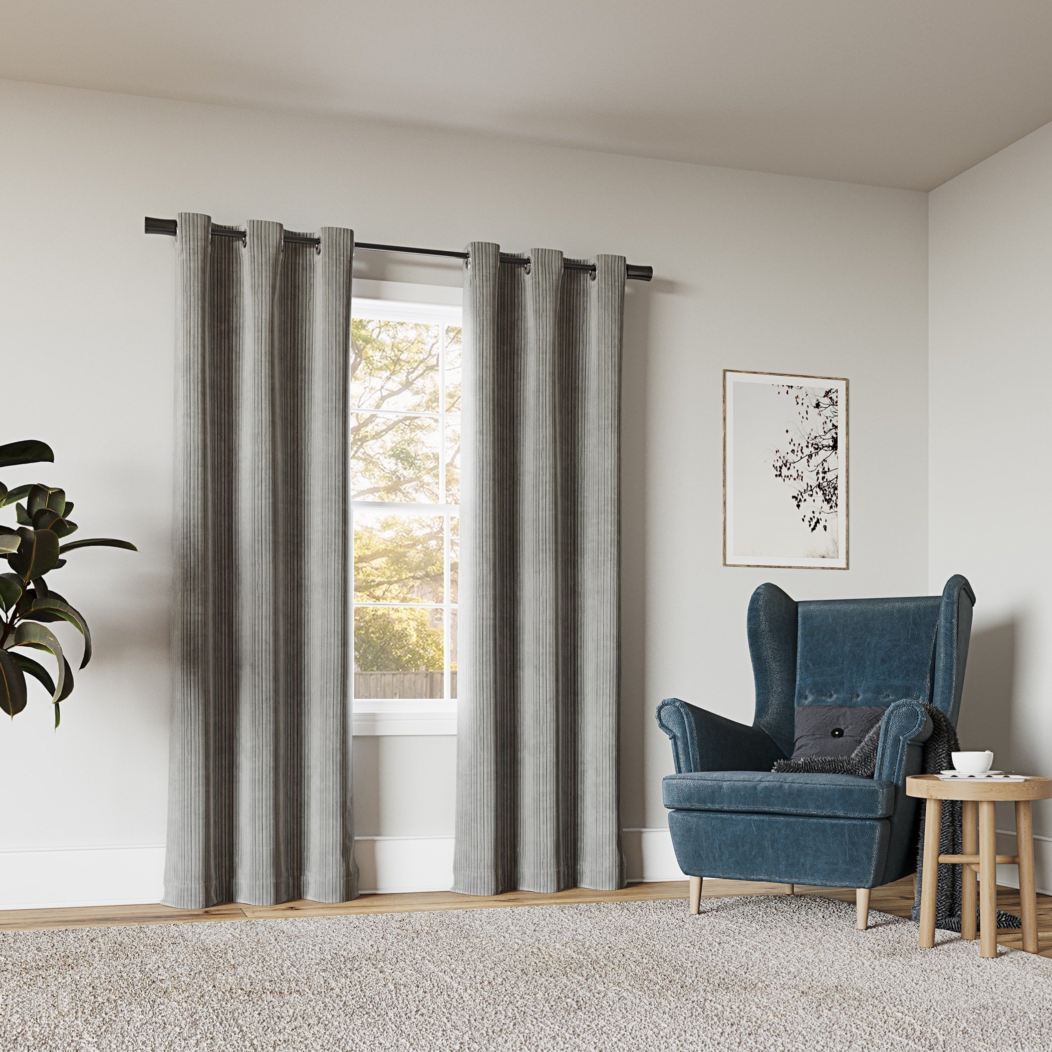 Sun Zero Cascade Pleated Velvet Blackout Grommet 1-Piece Curtain Panel, Single Panel