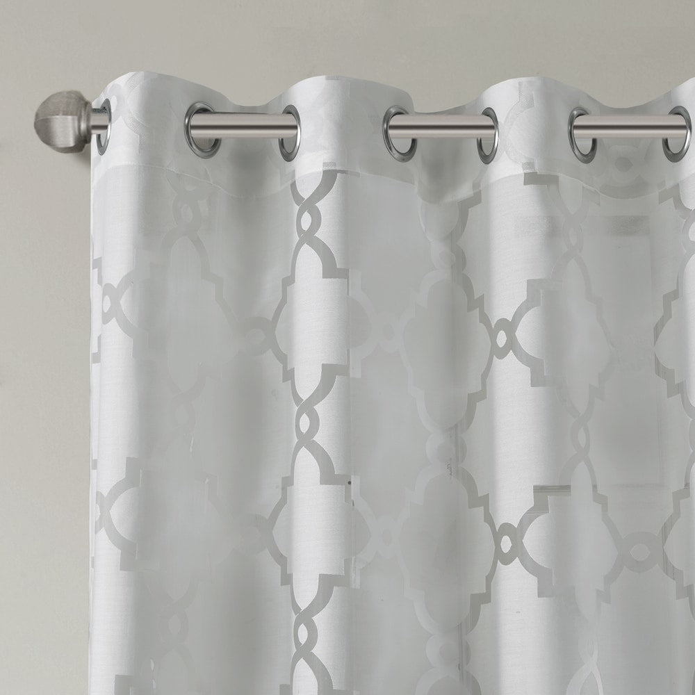 Madison Park Laya Fretwork Burnout Sheer Curtain Panel