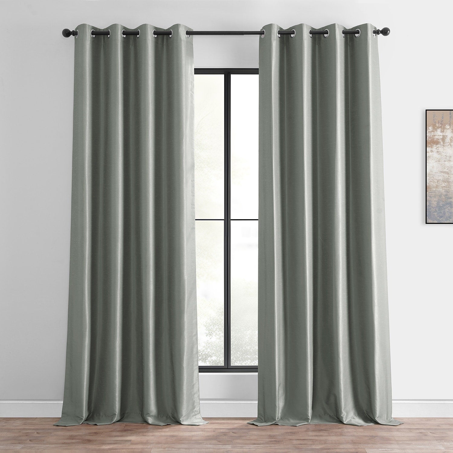 Exclusive Fabrics Textured Dupioni Faux Silk Blackout Grommet Curtain Panel