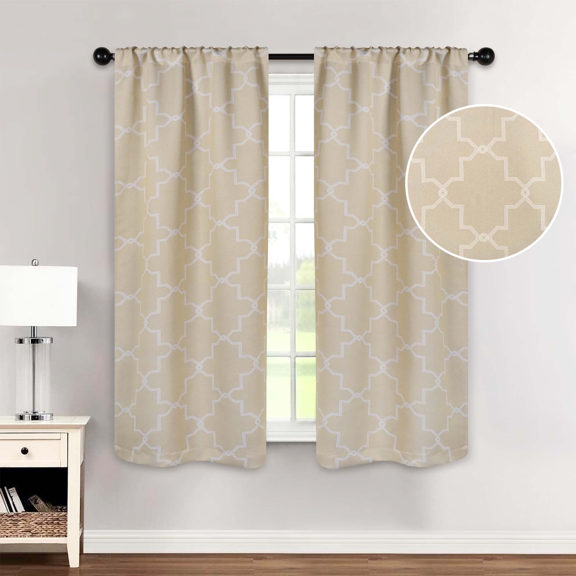 Imperial Trellis Washable Room Darkening Blackout Curtains, Set of 2 Panels