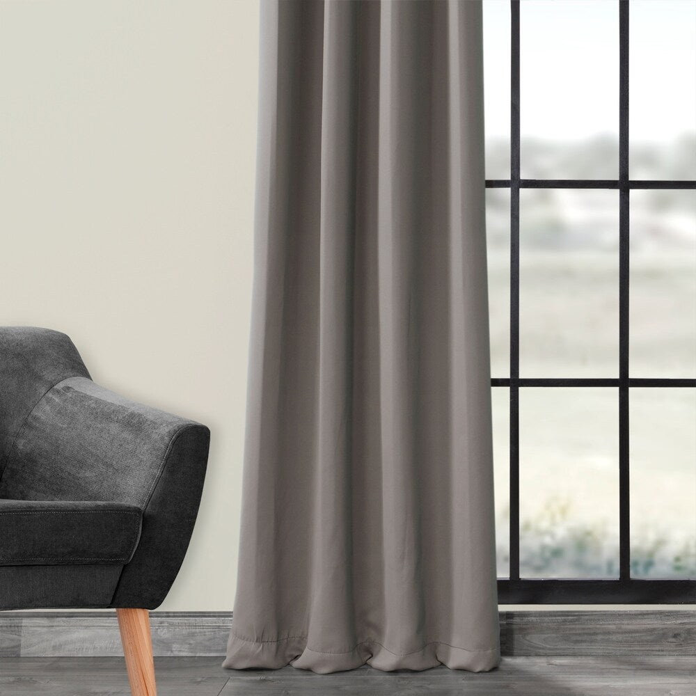 Exclusive Fabrics Neutral Grey Grommet Room Darkening Curtain Panel Pair (2 Panels)