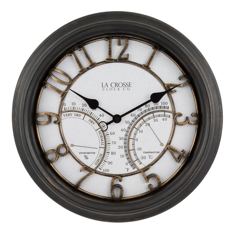 La Crosse 404-4450 19.7 IN/OUT Silent Sweeping Courtyard Quartz Clock