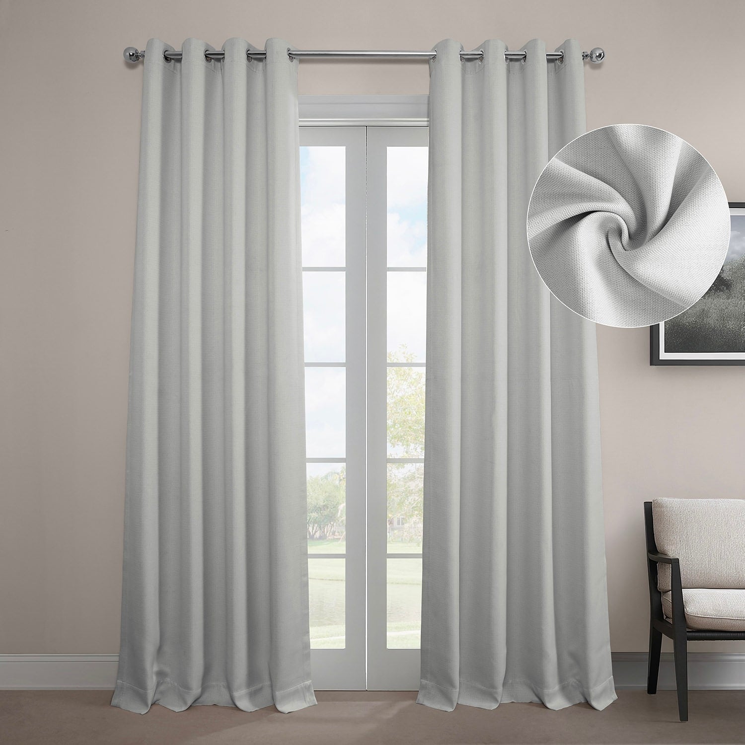 Exclusive Fabrics Faux Linen Grommet Room Darkening Curtain (1 Panel)