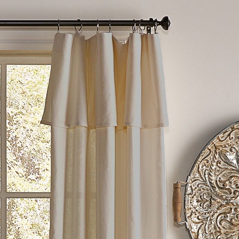 Mercantile Drop Cloth Light Filtering Ring Top Tab Farmhouse Curtain Panel with Valance