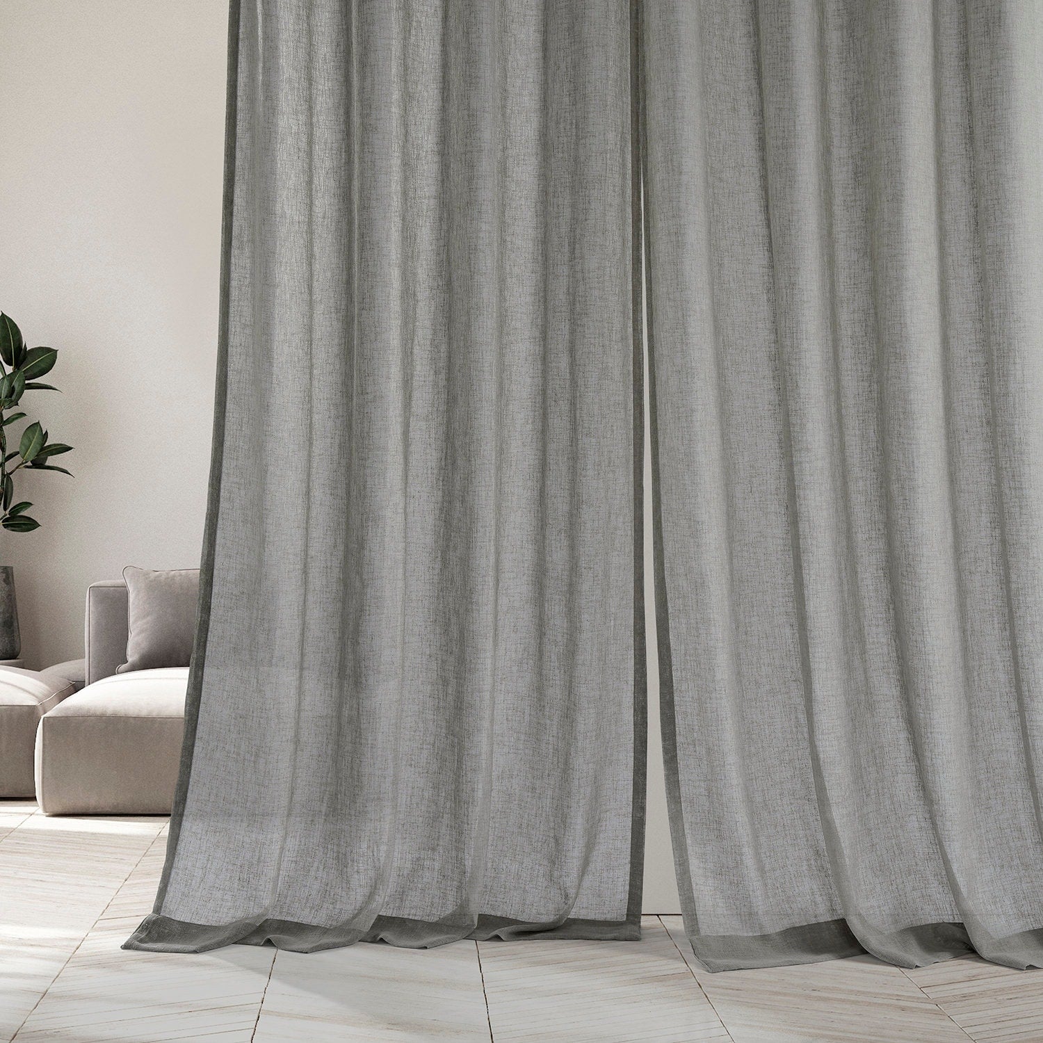 Exclusive Fabrics Solid Faux Linen Sheer Curtain (1 Panel)